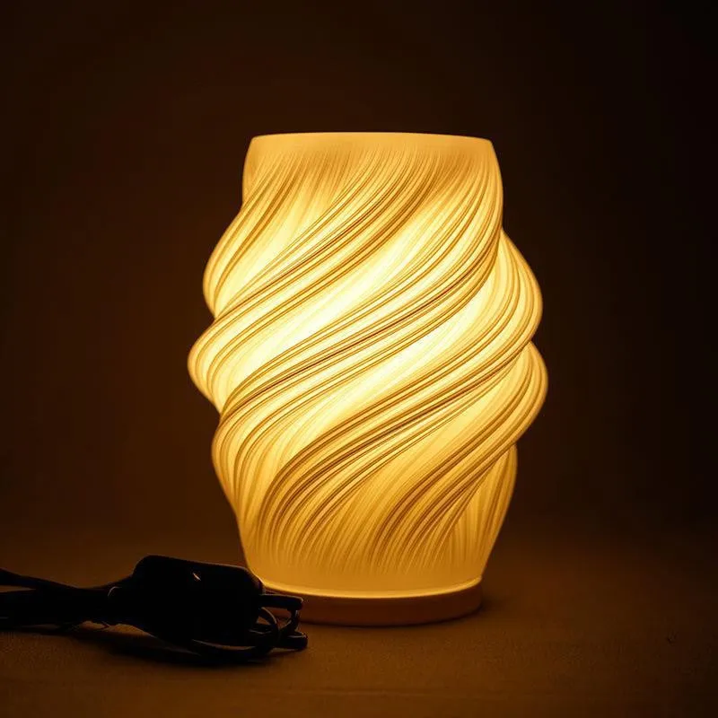 Earth Luxe 3D Printed Table Lamp - White media 3