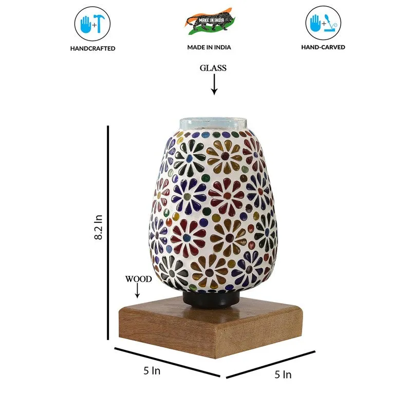 Auren Glass Table Lamp With Wooden Base - Multicolor media 9