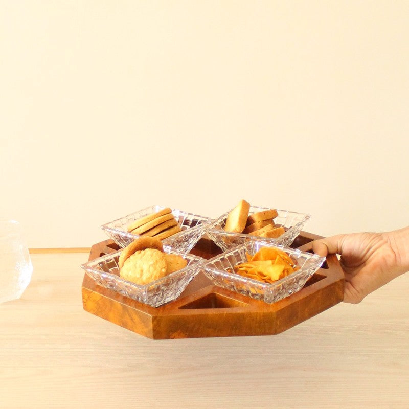 AuroraBloom Wood Platter
