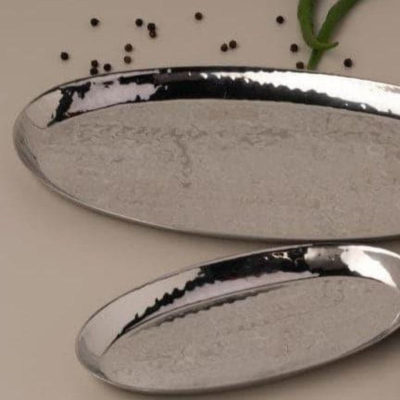 Vintage Charm Hammered Oval Stainless Steel Platter - 9.8 Inches media 4