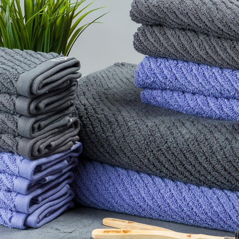 Nautica Riviera Soft Cotton Towel Set (Dark Grey & Light Blue) - Set Of Fourteen media 3