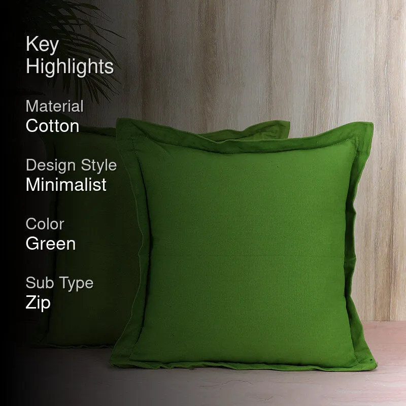 Swayam Tona Cotton Cushion Cover (Green) - Set of Two media 2