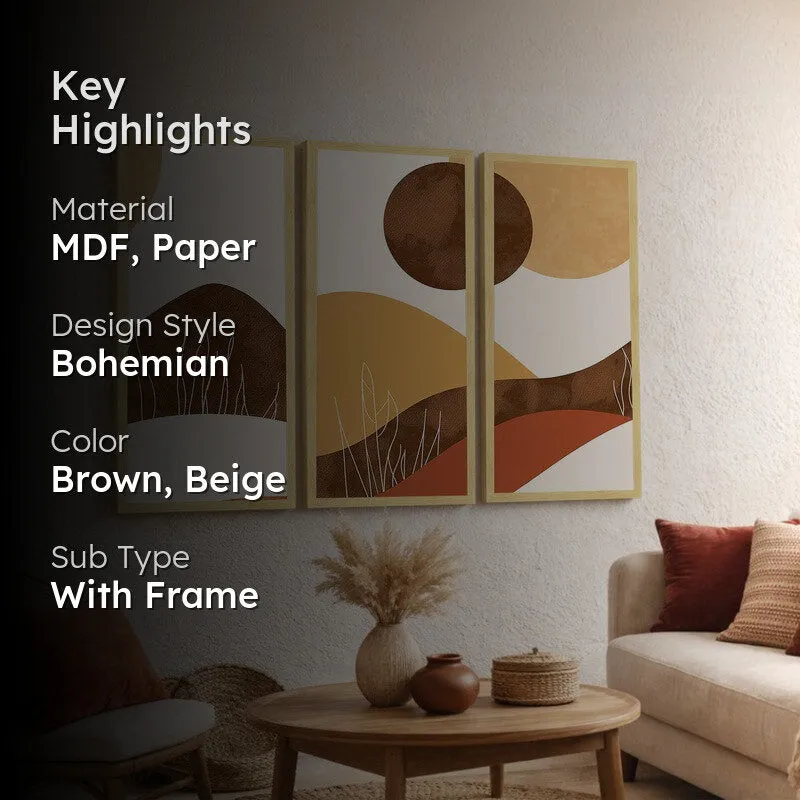 Shades of Brown Wall Painting - Set Of Three media 2