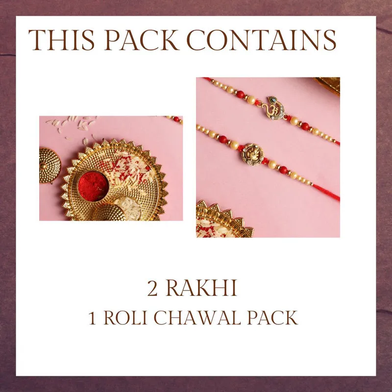 Om Ganesha Rakhi with Roli Chawal - Three Piece Set media 4