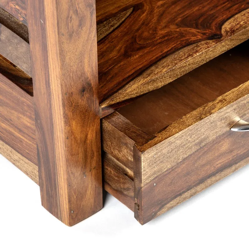 Sverix Sheesham Wooden Side & Bedside Table - Brown media 7