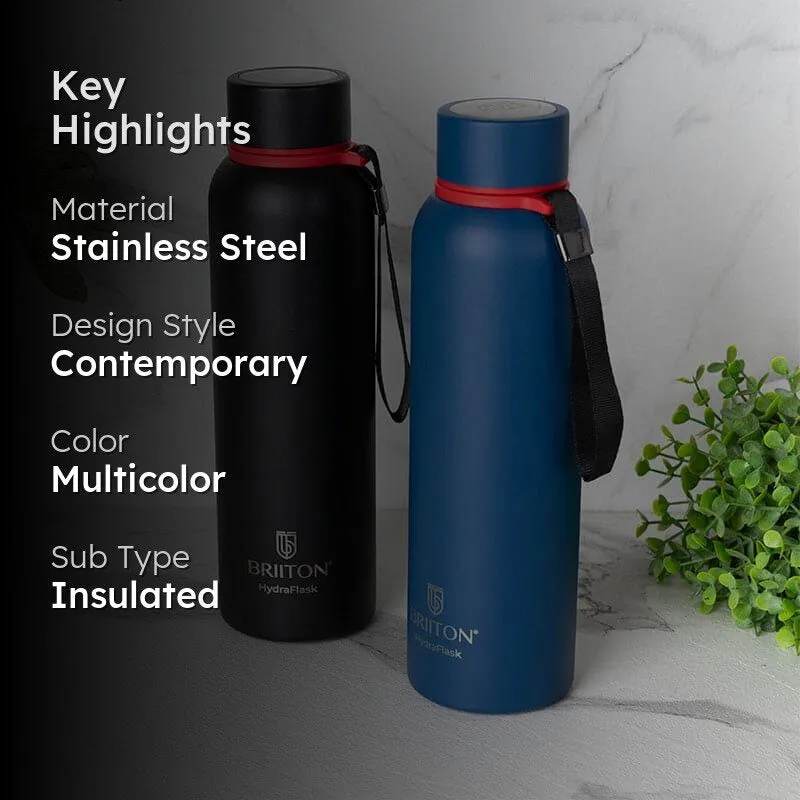 Aqueous Hot & Cold Thermos Water Bottle (Blue & Black, 750 mL Each) - Set Of Two media 2
