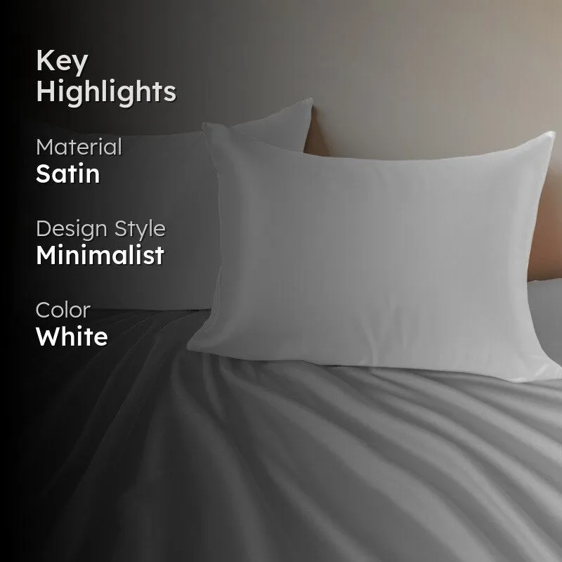 SilkenAura Satin Pillow Cover with a Scrunchy (Pearl) - Set Of Two media 2