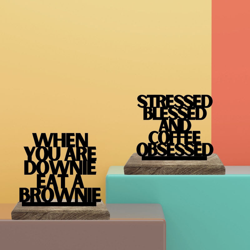 Caffeinated Comfort Typography Showpiece - Set Of Two