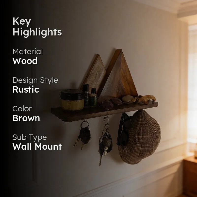 Vantika Wooden Wall Shelf Organiser with Key Holders media 2