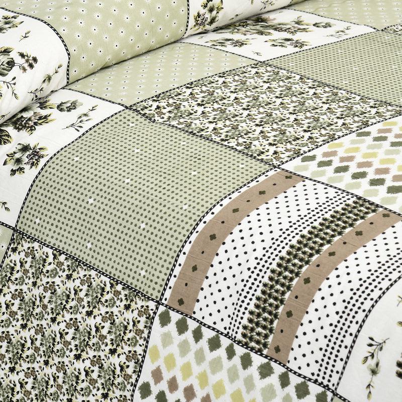 Yuna Floral  Cotton Bedsheet (Green & White) - 160 TC media 3