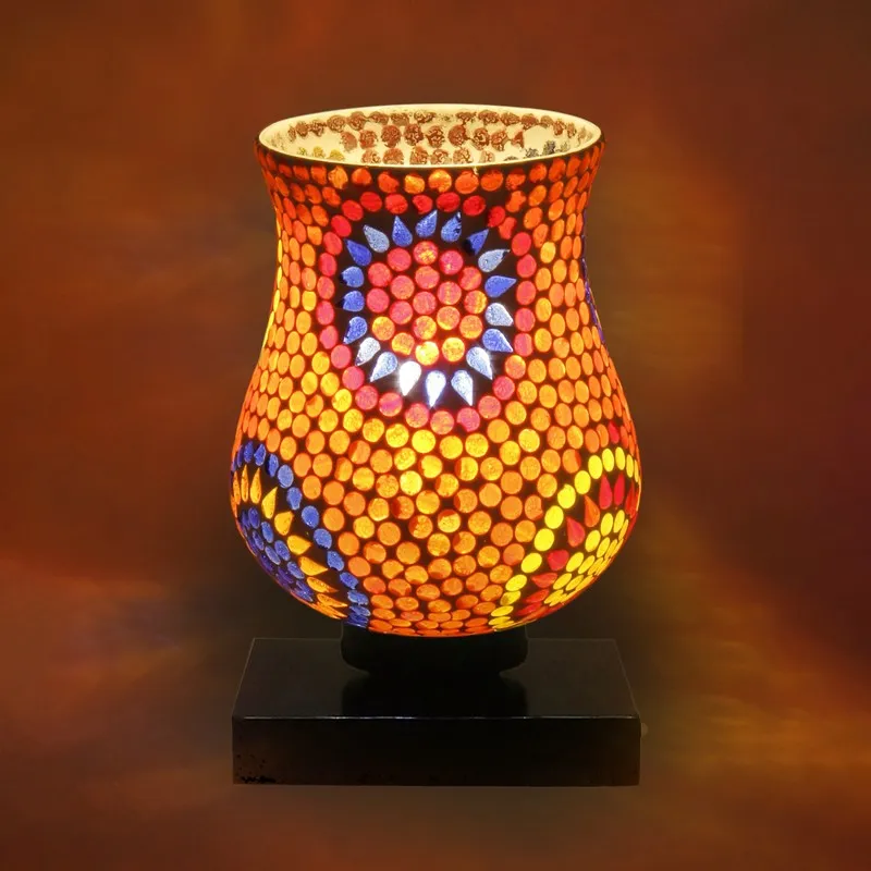 Lumet Mosaic Glass Table Lamp With Wooden Base - Multicolor media 7