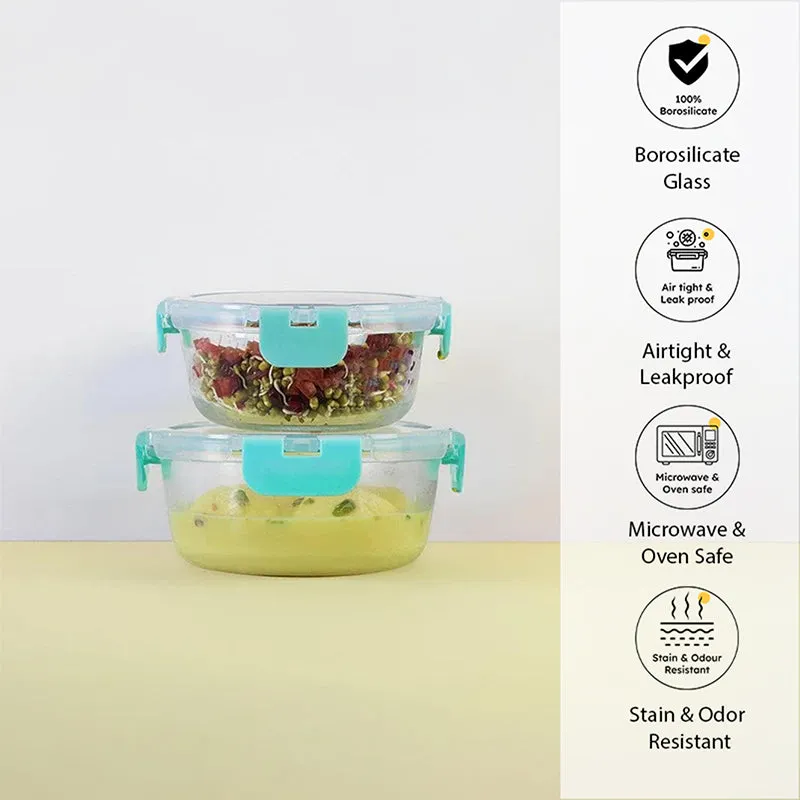 Crusade Round Glass Container (390 & 635 ML) - Set Of Two media 1