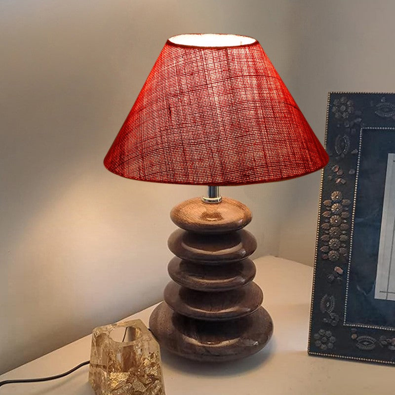 Lexora Jute Table Lamp With Wooden Base - Pink