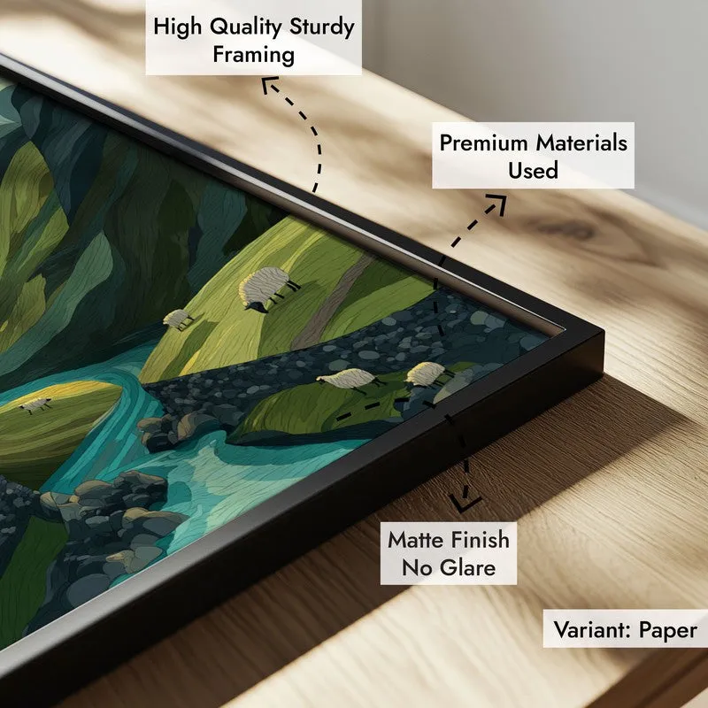 Emerald Valley Canvas Wall Painting - Black Frame media 6