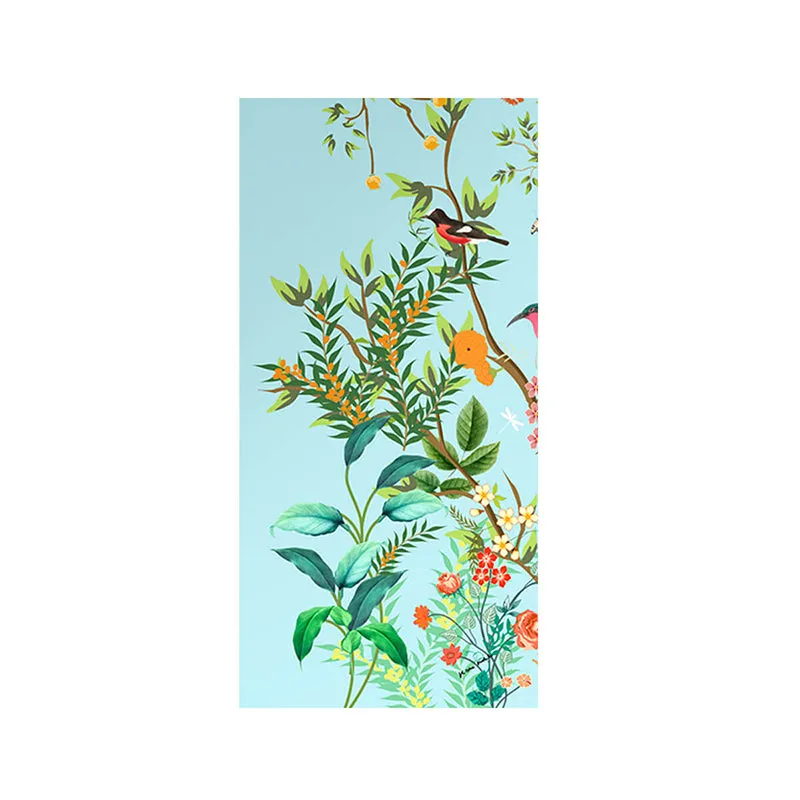 India Circus Azure Garden Canvas Wall Art - Set Of Three media 3