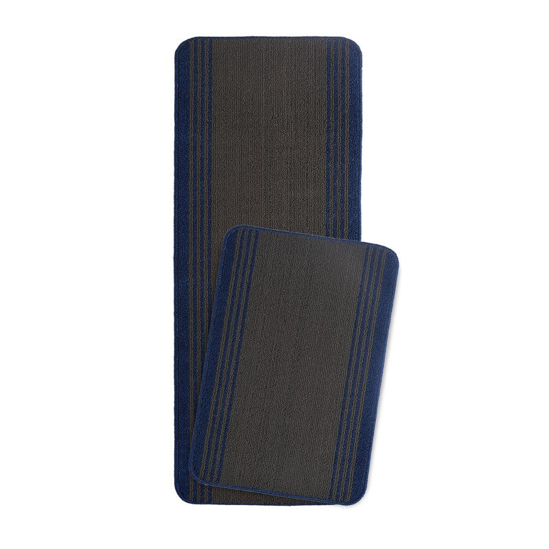 Stripe Haven Kitchen Floor Mats (Blue) - Set of Two media 3