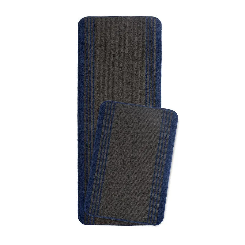 Stripe Haven Kitchen Floor Mats (Blue) - Set of Two media 3