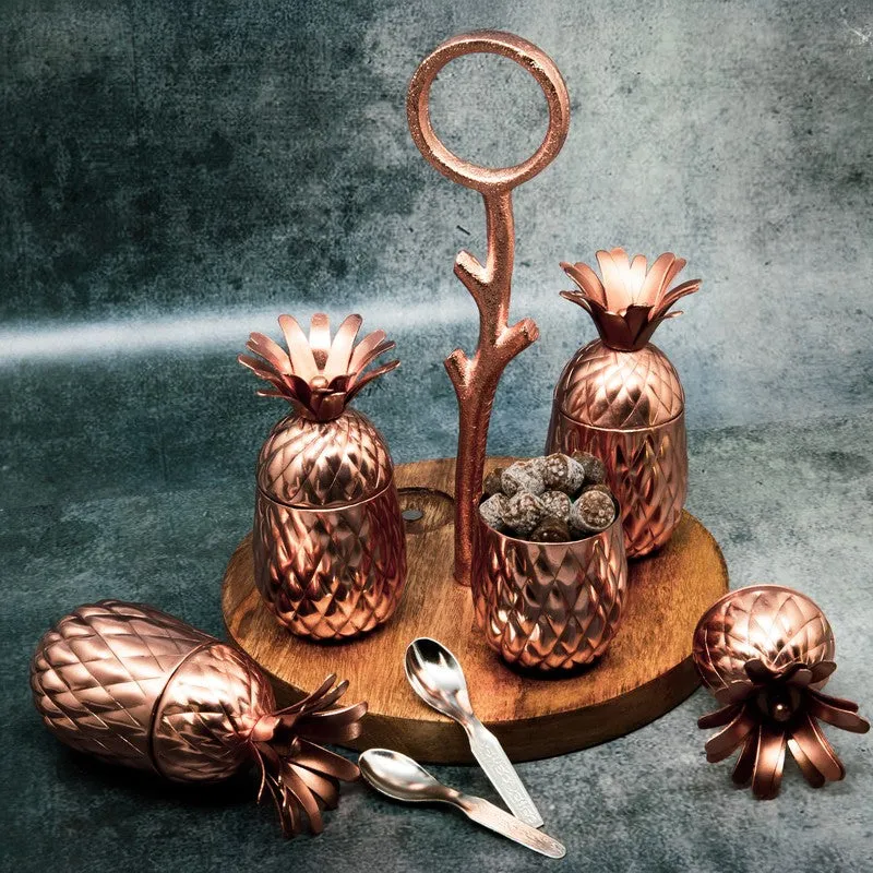 Luxeron Copper Finish Jars With Wooden Tray - Nine Piece Set media 5