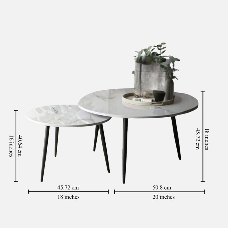 Atelier Blanc Accent Table with Marble Top (Black & White) - Set Of Two image 6