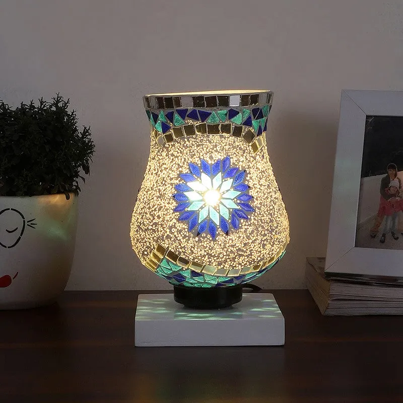 Chromabeam Mosaic Glass Table Lamp With Wooden Base media 3