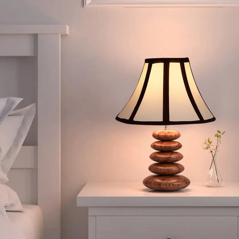 Lunorix Cotton Table Lamp With Wooden Base - White media 7