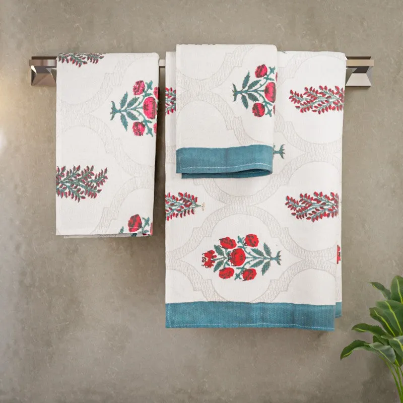 Flora Drift Cotton Towels (Blue) - Three Piece Set media 3