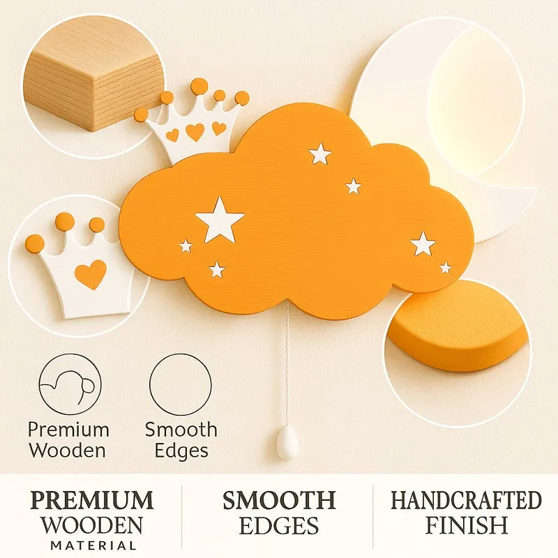 Sleepy Night Sky Cloud Battery Operated MDF Wall Lamp - Orange media 5