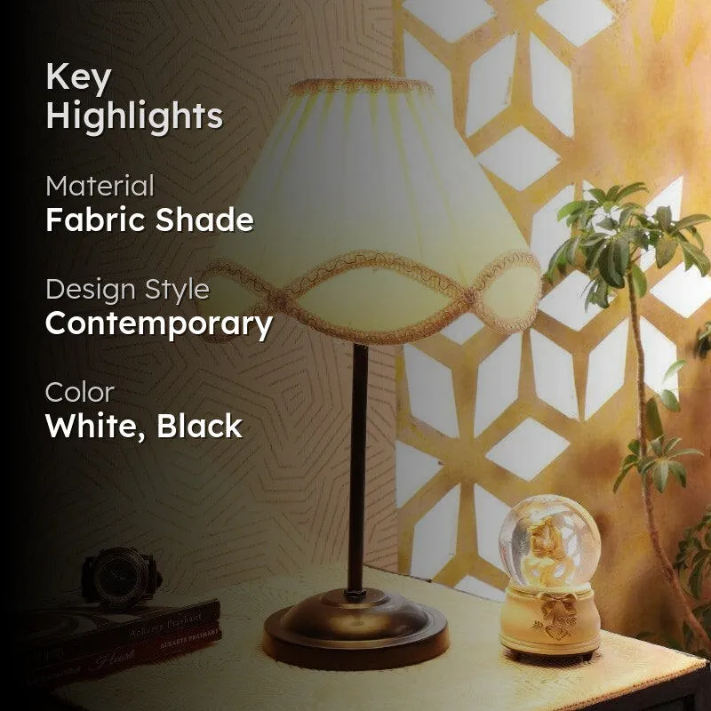 Margot Deja Fabric Table Lamp - White,Black media 2
