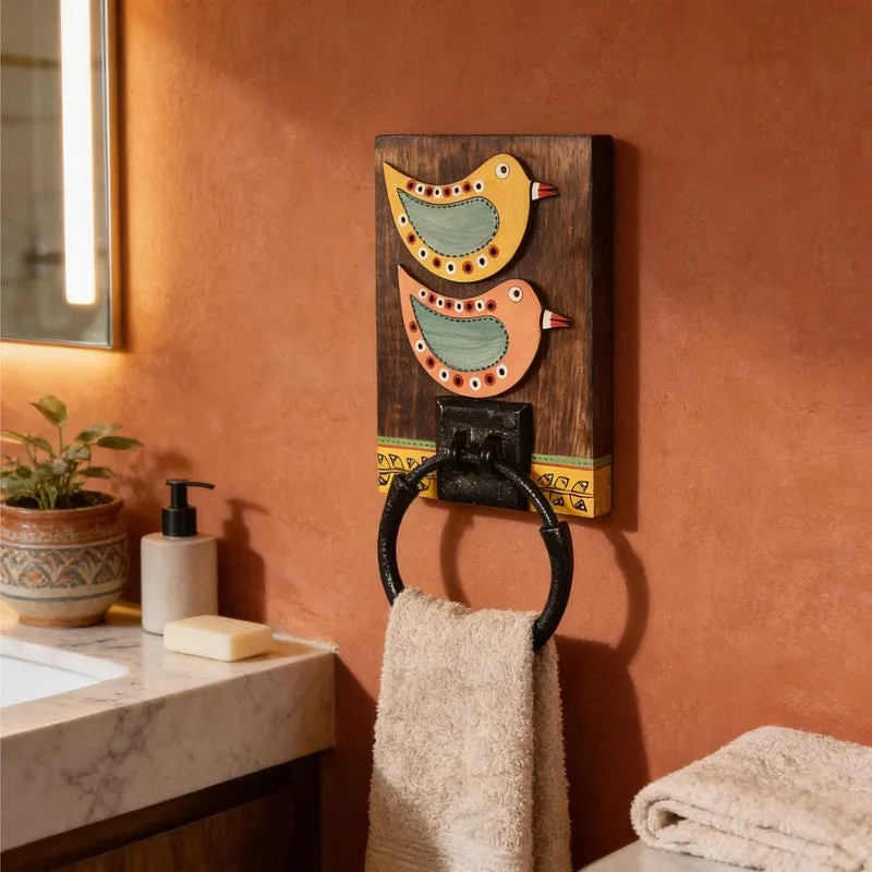 Duo Chirp Wooden Handcrafted Towel Hanger media 1
