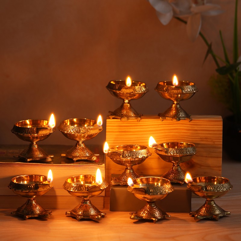 Suvarna Shubhdeep Metal Diyas - Set of Ten