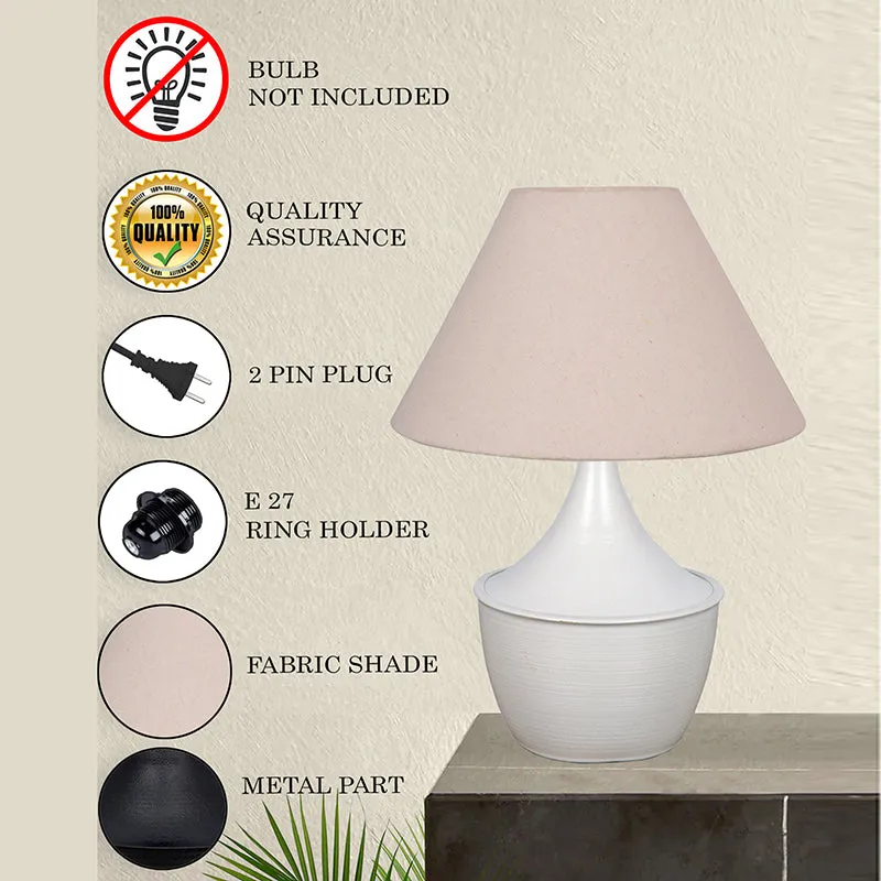 Obliqe Metal Table Lamp - White,Beige media 4