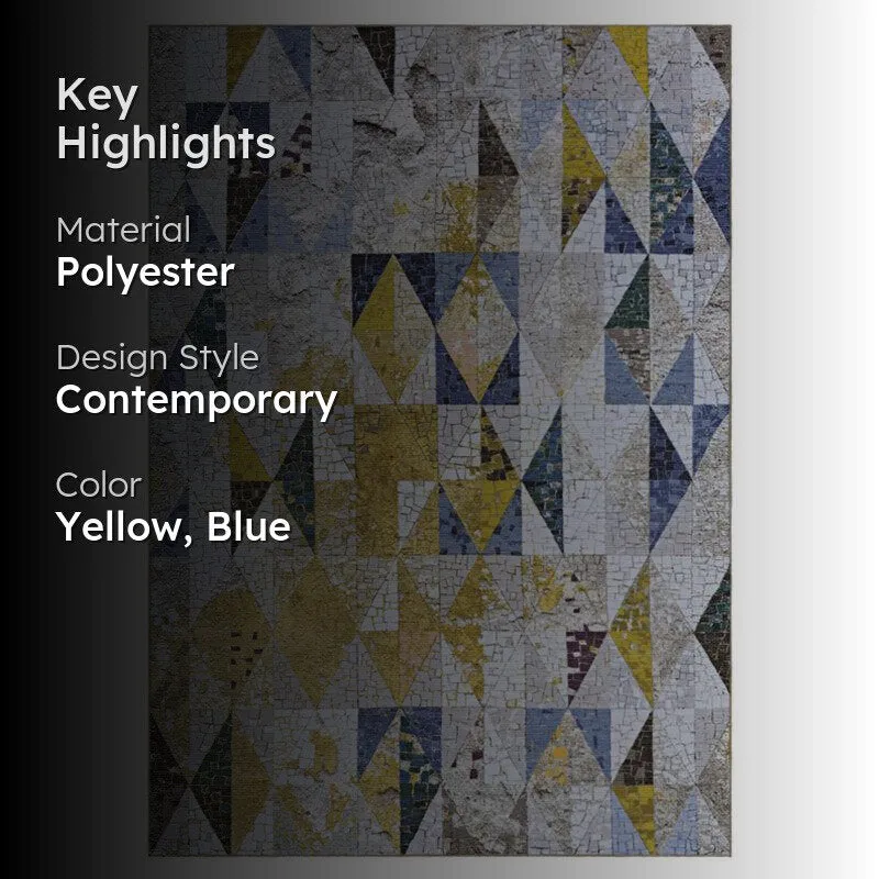 Katya Geometric Polyester Carpet - Yellow & Blue media 2