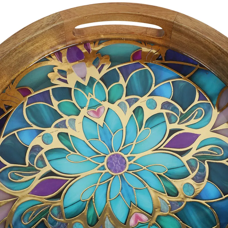 Floral Feast Round Wooden Serving Tray media 5