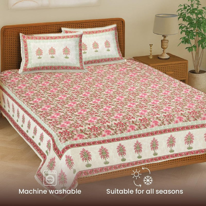 Urban Space Natural Harmony Cotton Bedsheet (Pink) - 200 TC media 5