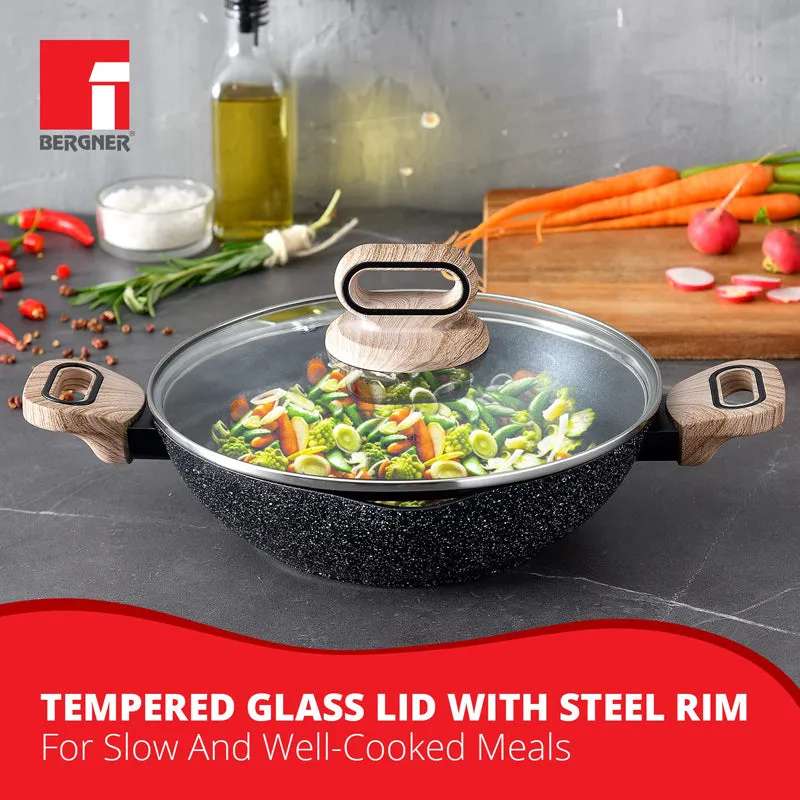 Bergner Ultimate Marble Non-Stick Kadhai With Lid - 3300 mL media 5