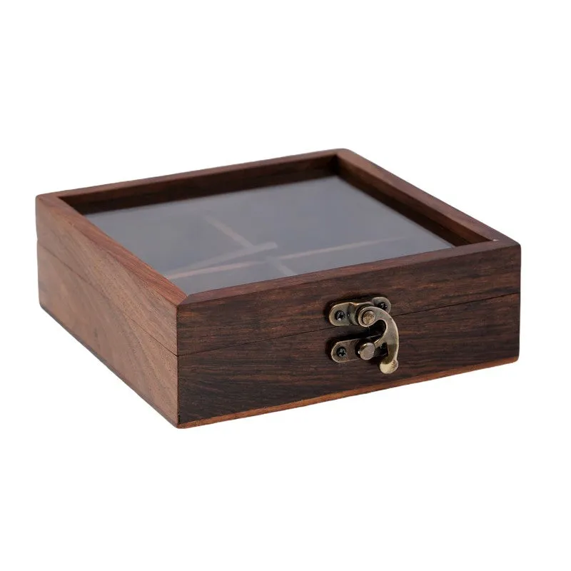 Rasoi Sheesham Wood Square Masala Box - Two Piece Set media 5