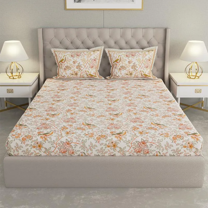 Radhika Printed Cotton Bedsheet (Yellow) - 240 TC media 4