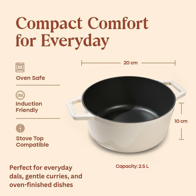 Cumin Co Enamel Cast Iron Cooking Pot (2500 mL) - White media 8