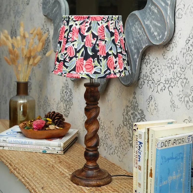 Jungle Garden Wooden Base Cotton Table Lamp - Multicolor media 3