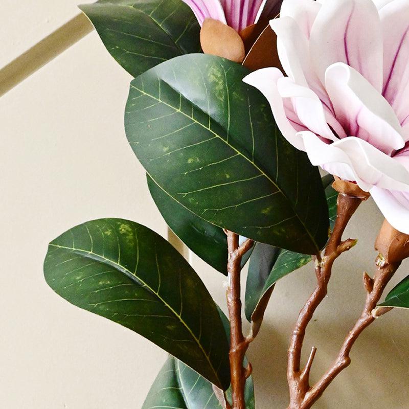 Artificial Magnolia Polyester Flower Stick - White & Pink media 4