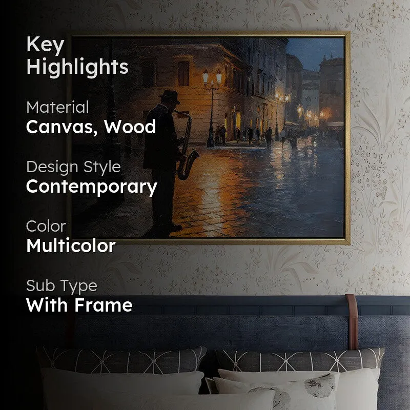 Twilight Street Jazz Canvas Wall Painting With Frame media 2