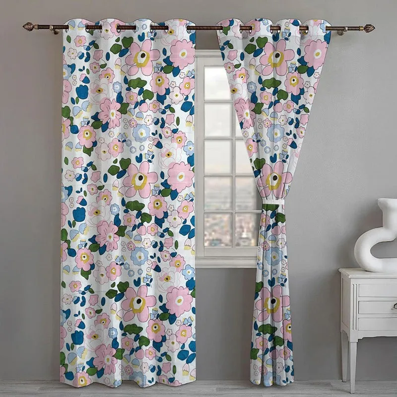 Flora Pop Room Darkening Curtain (Multicolor) - Set Of Two media 1
