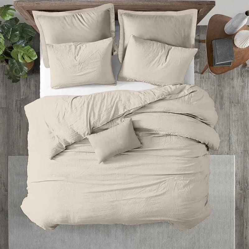 Elisima 100% Cotton Satin Weave Solid Duvet Cover - Ivory media 3