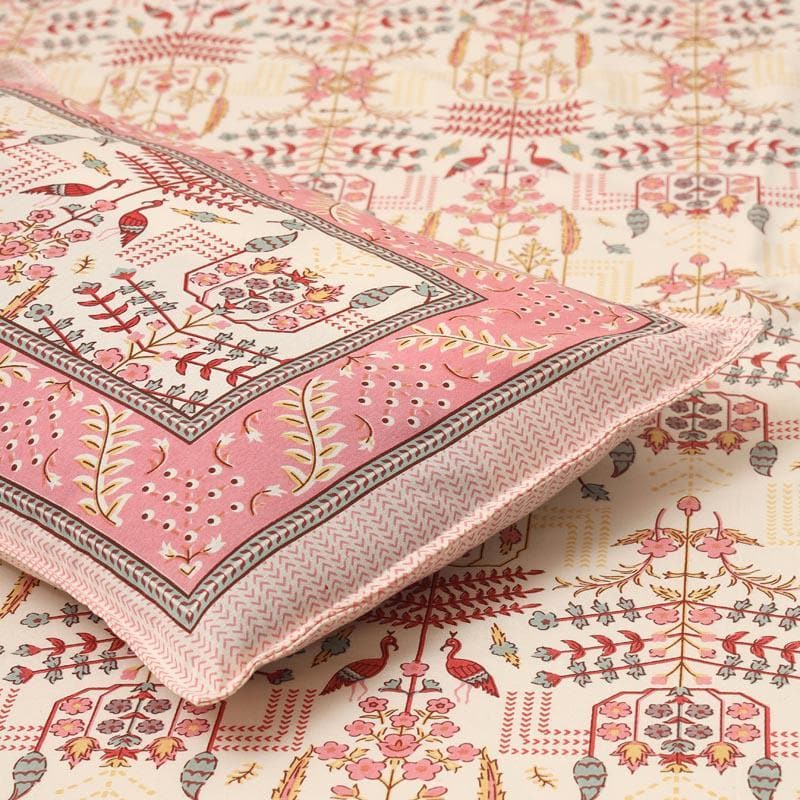 Utopia Jaipuri Cotton Bedsheet (Pink) - 144 TC media 5