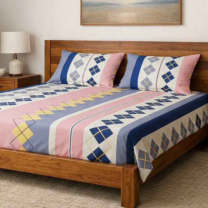 Sanvi Geometric Microfiber Bedsheet (Pink) - 125 GSM media 3