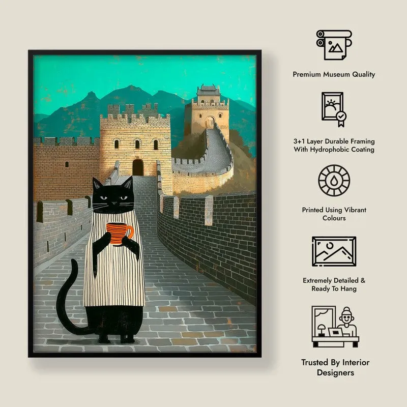 Wandering Cat Wall Painting With Frame media 9