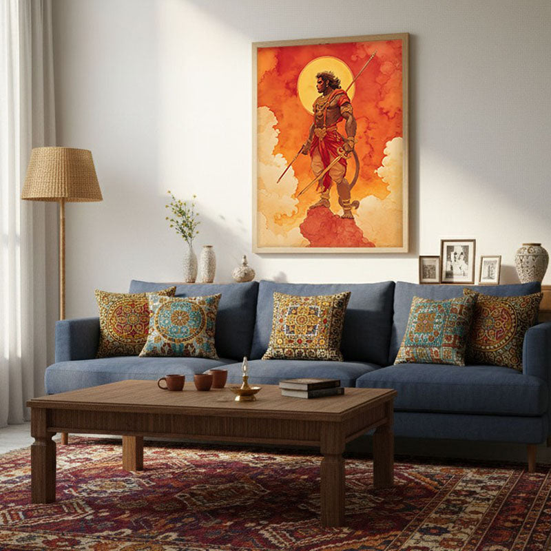 Divine Strength Sri Hanuman II Archival Paper Wall Art - Natural Brown Frame media 3