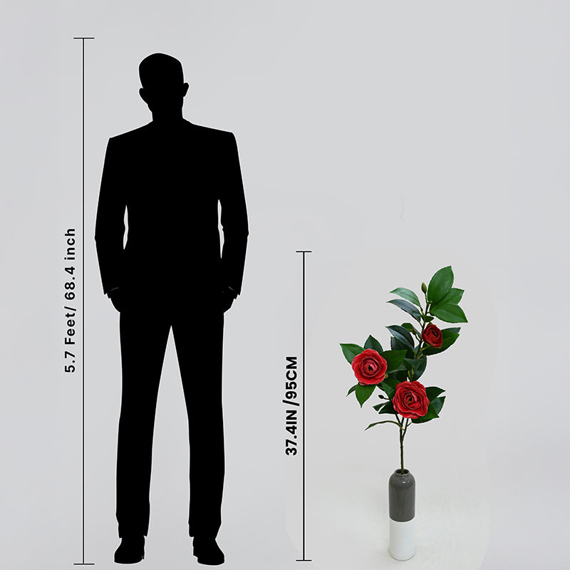 Edeina Artificial Rose Without Pot (Red) - 93 cm (3.1 ft) media 5