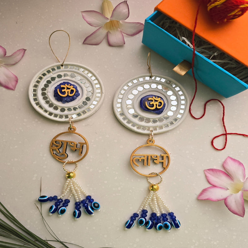 Agate Aum Latkan (Blue) - Set Of Two