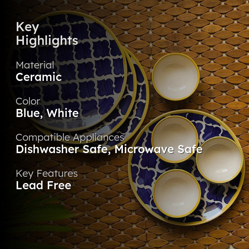 Moroccan Mile Handpainted Ceramic Dinner Set (180 ML) - 8 Piece Set media 2